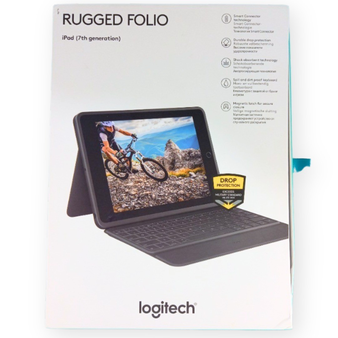 Logitech Rugged Folio iPad 7th Gen Keyboard Case Smart Connector Black