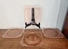 ADAM PINK JEANNETTE DEPRESSION GLASS SET OF FOUR 7 5/8" SALAD PLATES