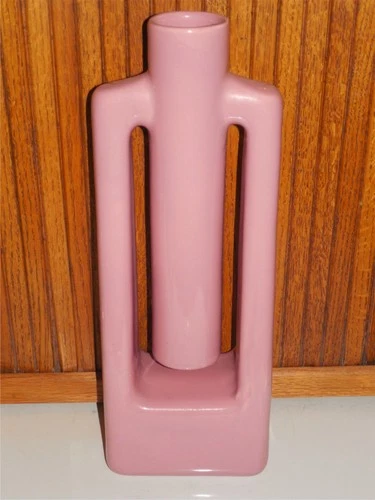 Vintage HAEGER Pink Modern Tall 13 3/4 in Vase MCM Art Deco Abstract Unusual