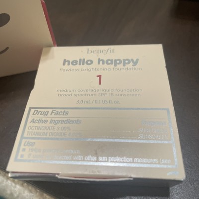 4x .1 Oz Benefit Hello Happy Flawless Brightening Foundation #1 Fair Cool
