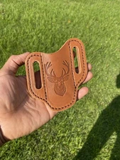 Genuine Leather Folding Knife Sheath Heavy Duty EDC Made In USA Deer Gift Hunt