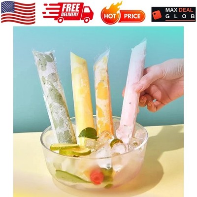 100 Pack BPA Free Ice Pop Bags with Funnel Freezer Tube Pouches DIY Snack Treats