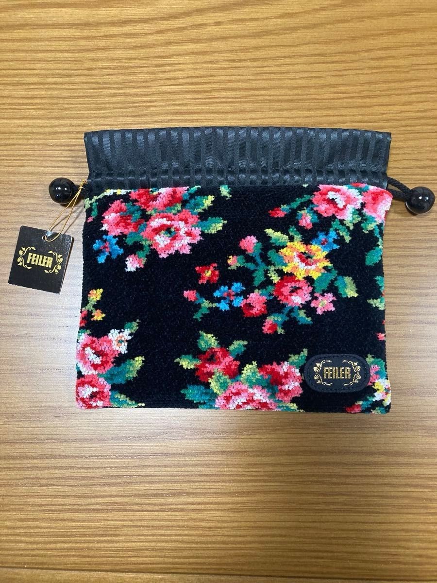 Feiler floral pattern drawstring pouch - image 1