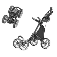 CaddyCruiser One Version 8 Golf Push Cart – 4-Wheel, 1-Click Folding, Lightwe...