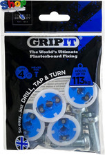 Blue Heavy-Duty Plasterboard Fixings - Reusable Drywall Fixings - Pack of 4 - Ho