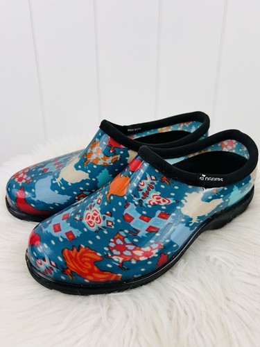 Sloggers Blue Chicken Shoes Farm Garden Rain Shoes Womens Size 6 Made in USA