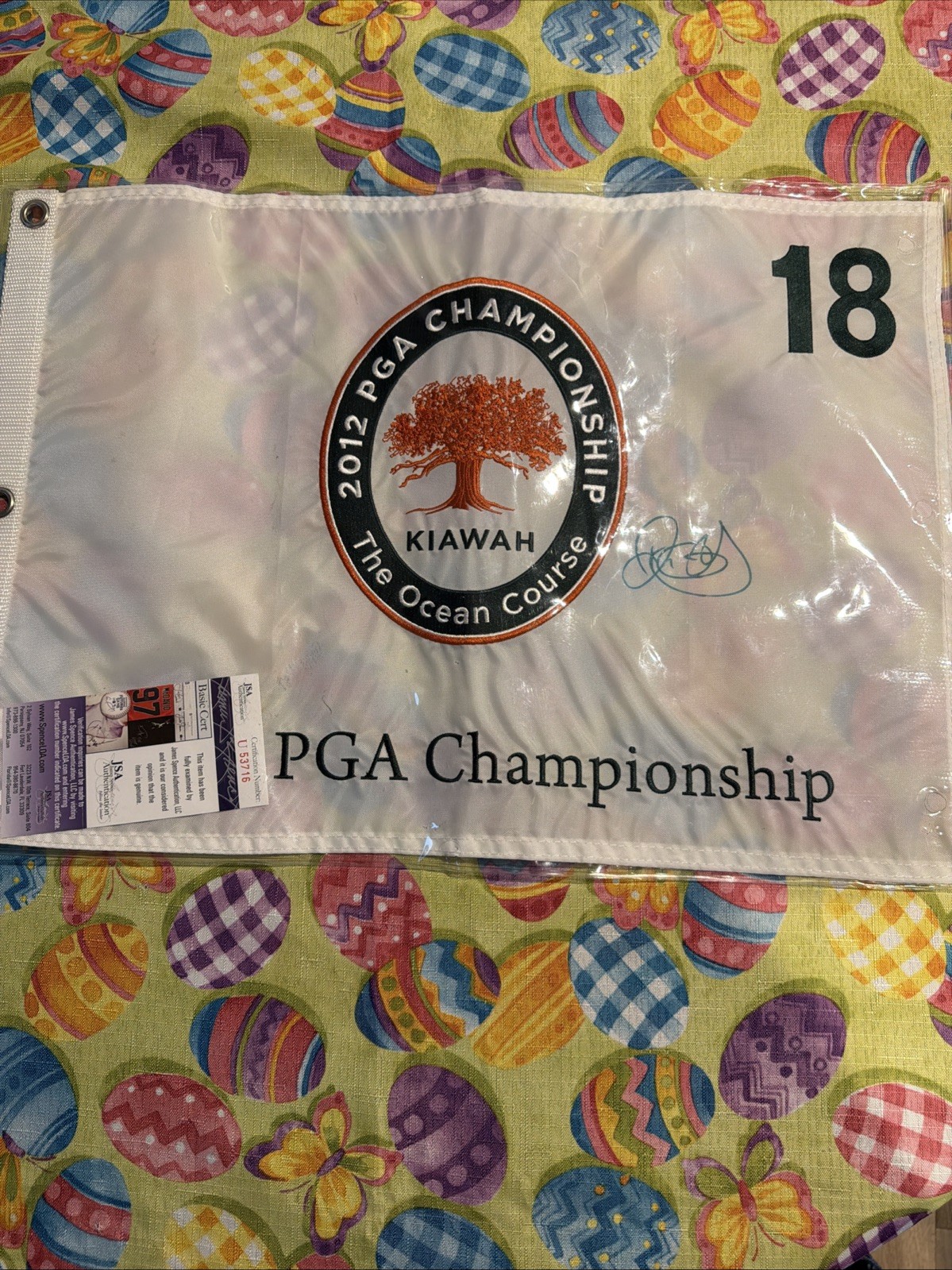 Rory McIlroy Autographed Signed 12x18 2012 PGA Championship Golf Flag AUTO JSA COA 