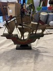Vintage Wood Carved Ship NINA Canvas Sails 1960's Replica 10” Maritime Decor — photo 3