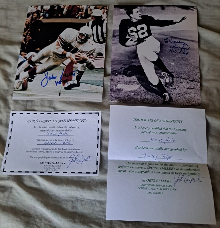 2 HOF Cardinals CHARLIE TRIPPI & JACKIE SMITH Autograph w/ COA Signed Auto 8X10