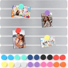 6Pcs Magnetic Strip, Metal Magnet Board with 20 pcs Colorful Magnet, Frameless M