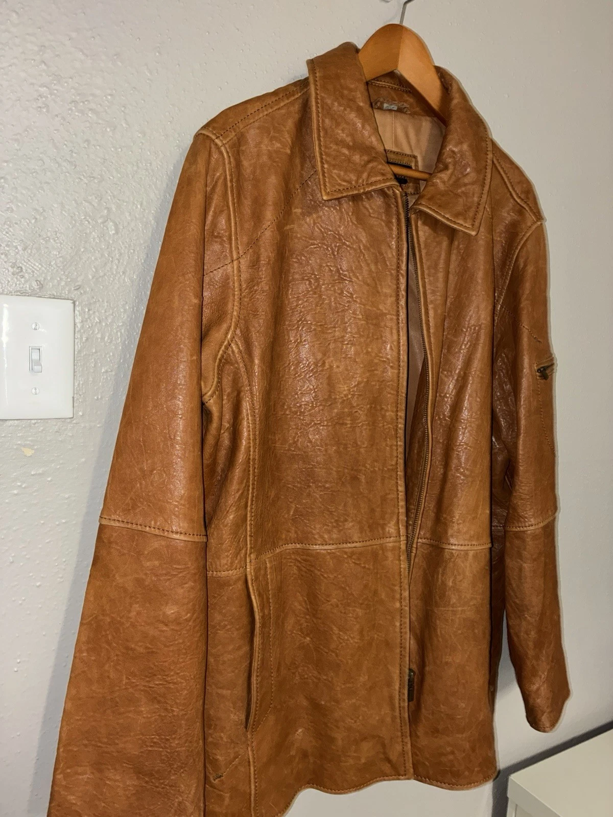Vintage 90s Robert Comstock Vertical Long Leather Coat Men's image 4