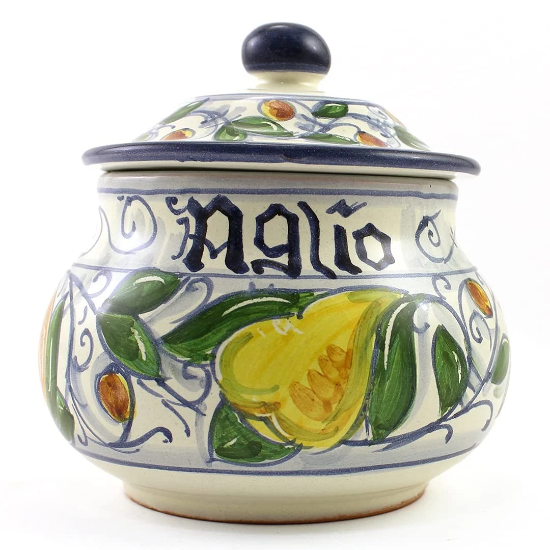 Hand Painted Italian Ceramic Garlic Jar Venezia - Handmade in Gubbio, Garlic ...