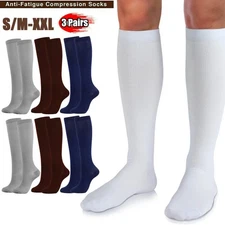 (3 Pairs) Compression 15-20mmHg Graduated Support Socks Calf Mens Womens S-XXL