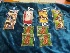 SMALL PILLOWS W/" COLLIE" DOG 3 X 3 X 1 1/4" THICK/ HOME MADE