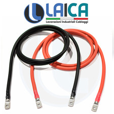 COPPIA CAVO BATTERIA OCCHIELLI 2 LATI CABLATO SEZIONE 10-7 AWG AUTO MOTO NAUTICA