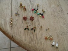 7 Pairs of Vintage Avon Christmas Earrings Posts