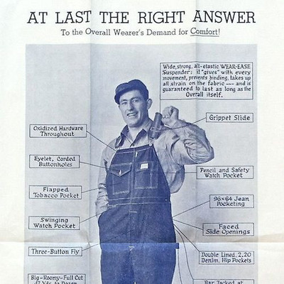 Vintage Original BIG DAM OVERALLS Advertising Poster DENIM