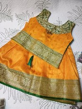 Indian Golden  orange Lehenga, Ethnic Kids Lehenga, Festive Wear Kids Lehenga