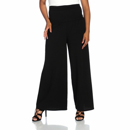 V. by Vanessa Williams Ruched Waist Fold-over Wide Leg Palazzo Pants Size M~L - Picture 8 of 8