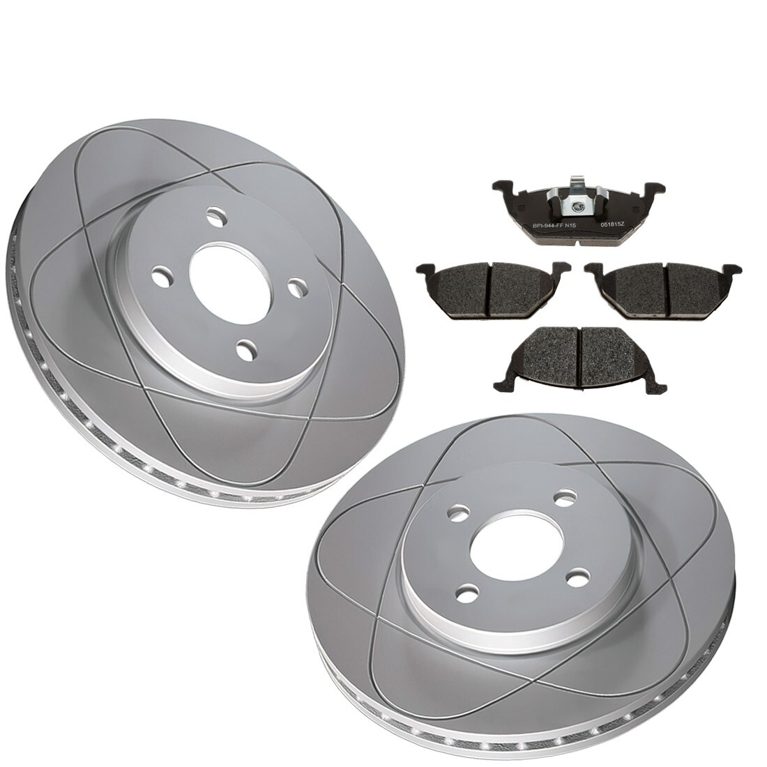 Front Slotted Disc Brake Rotors & Pads For Volkswagen Derby 06-09