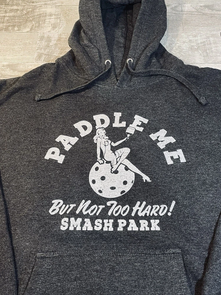 Pickleball Paddle Me Men’s XL Gray Fleece Hoodie Pullover Smash Park Pin Up VGU
