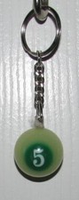 1 Inch Number 5 FIVE LUMINOUS Mini POOL BALL Billiard Snooker KEYCHAIN Ring NEW