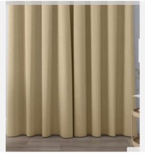 JOHN LEWIS & PARTNERS EYELET CURTAINS ONE PAIR,FAUX SILK GOLD.