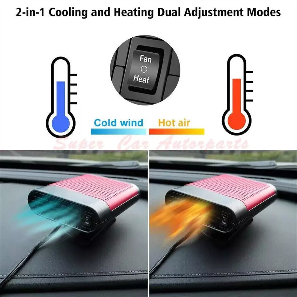 1200W Portable Electric Car Heater 12VDC Heating Fan Defogger Defroster ...