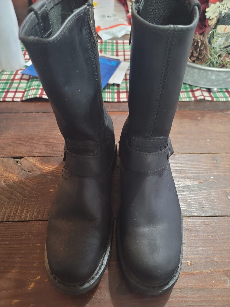 HARLEY DAVIDSON MENS LEATHER SIDE ZIP D93114 MOTO BOOTS MEN'S 8