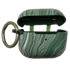 TPU Case for AirPods gen 3 earbud cover marble swirl Jade Green clip ring