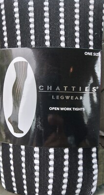 NEW Chatties Legwear Womens Open Work Fishnet Tights BLACK One Size Fits All