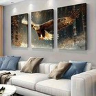 3pcs Snowy forest eagle spreads its wings Wall Art Canvas Unframed/Framed