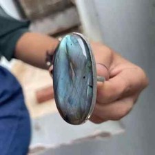 Solid 925 Sterling Silver Handmade Labradorite Gemstone Statement Woman Ring R70