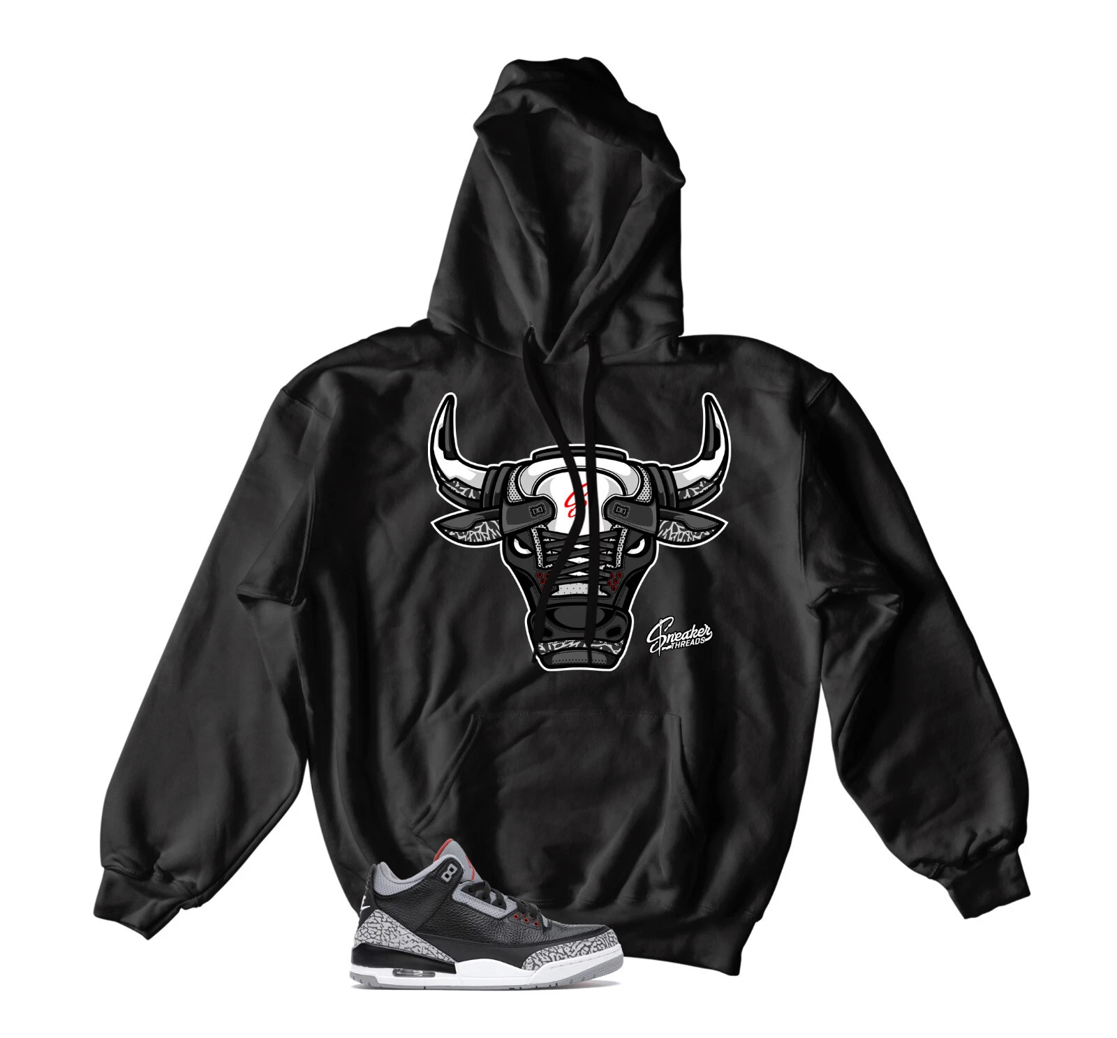 Hooded Sweatshirt To Match Jordan 3 Black Cement Outfits - War Bully Hoodie