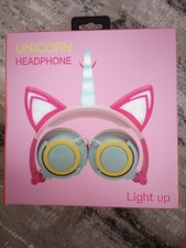 New Pink Light Up Unicorn Foldable Headphones, Free Shipping, Great Gift, Cute
