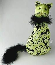 Halloween Lime Green with Black Bats Cloth Feathers Cat  Decor Hobby Lobby 