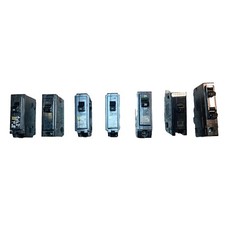 MIXED LOT OF 7 Circuit Breakers, 15, 20, 30 Amp, Square D, Eaton, Challenger, GE