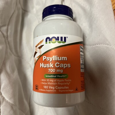 Now Foods Psyllium Husk Caps 700 mg 180 Caps Apple Pectin Fiber Exp 09/27