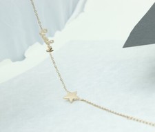 Women Titanium Stainless Steel Lucky Star Rose Gold Chain Bracelet 7-8.5"