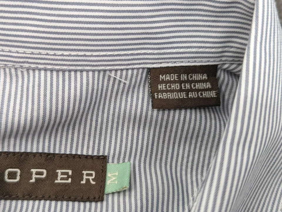 Camisa De Colección Roper Western Pearl Botón a Presión Rayas Azul Blanco Talla LS Med Foto 4 de 4