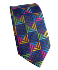 ROBERT TALBOTT BOC, VIVID BLACK & MULTICOLOR 'CONCENTRIC SQUARES' TIE, FREEPOST