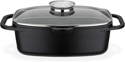 GSW Universalbräter Gourmet Granit – hochwertiger Bräter mit Deckel, ideal zum