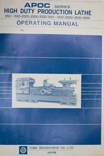 TSUDA Tuda APOC 550 and 600 Lathe Operations, Electrical and Maintenance Manual