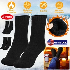 3-6Pairs Men Wool Socks  Soft Cozy Winter Thermal Socks Mid Calf US Size 6-11.5