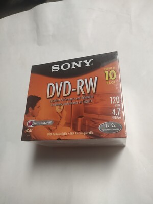 Sony DVD-RW Recordable 10 Pack 4.7GB 120 Min Discs With Cases Factory ...