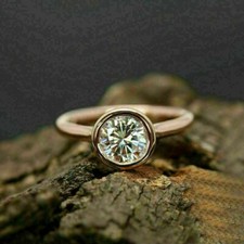 14K Rose Gold Plated Wonderful Engagement Ring 1.60Ct Round Moissanite Ring