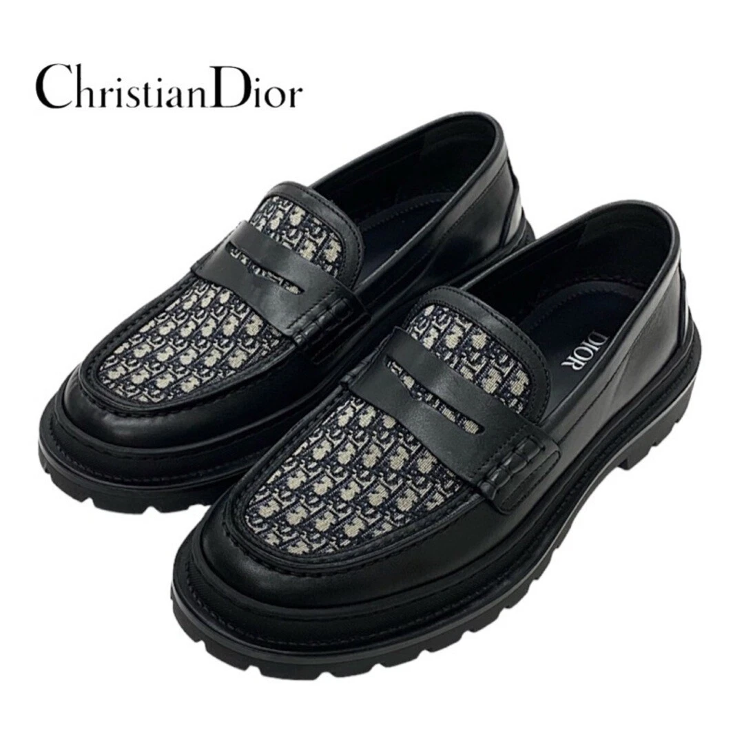 Mocassins Christian Dior Explorer chaussure cuir noir beige oblique occasion TIEE 0