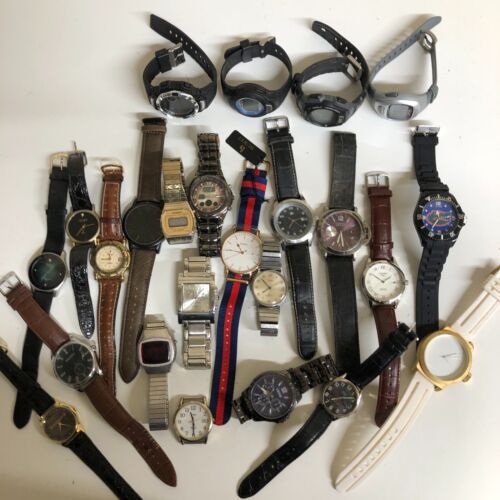 Lot Of 24 Assorted Mens Watches Untested Vintage New Parts Repair Good - Picture 1 of 9