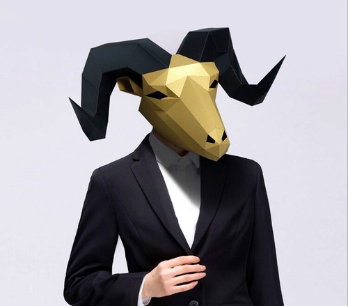 3D Paper Mask Fashion Goat Animal Costume Cosplay DIY Paper Craft Model Mask - Picture 3 of 5