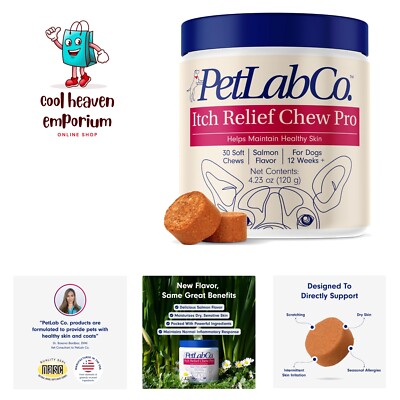 Salmon Itch Relief Chew Pro for Dogs   Omega 3 for Dogs Itch Supplement - Pac...